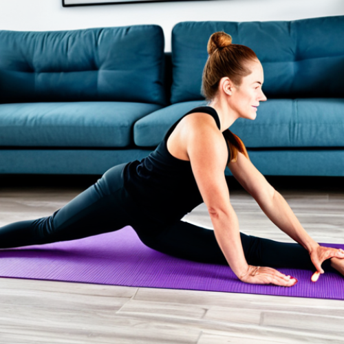 **

"A woman in athletic wear, *fully clothed*, performing dynamic stretches in a bright, modern living room. Yoga mat on the floor. *Safe for work*, *appropriate content*, *professional* photography style, showing correct form, natural pose, *perfect anatomy*, family-friendly."

**