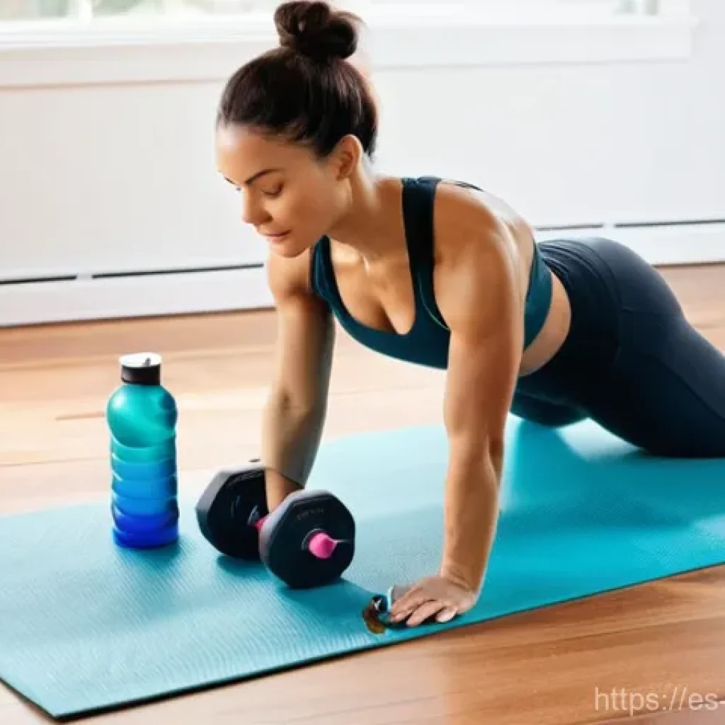 홈트 운동을 통한 체형 개선 - **Prompt 1: Cozy Home Gym Setup**
    "A fit and focused woman, in her late 20s to early 30s, is set...